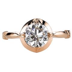 1.22 Carat Old European Cut Diamond Gold Engagement Ring 3