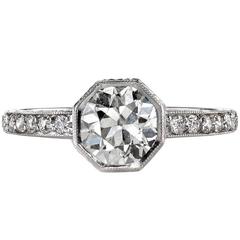 Octagonal Art Deco Diamond Platinum Engagement Ring