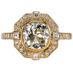 Art Deco 1.71 Carat Diamond Gold Engagement Ring 10