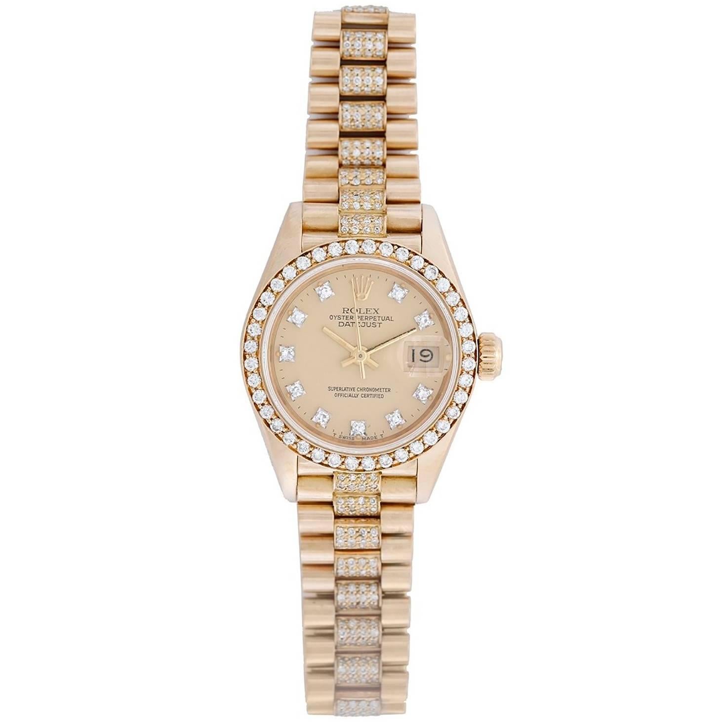 Rolex Ladies Yellow Gold Diamond Automatic Wristwatch Ref 69138