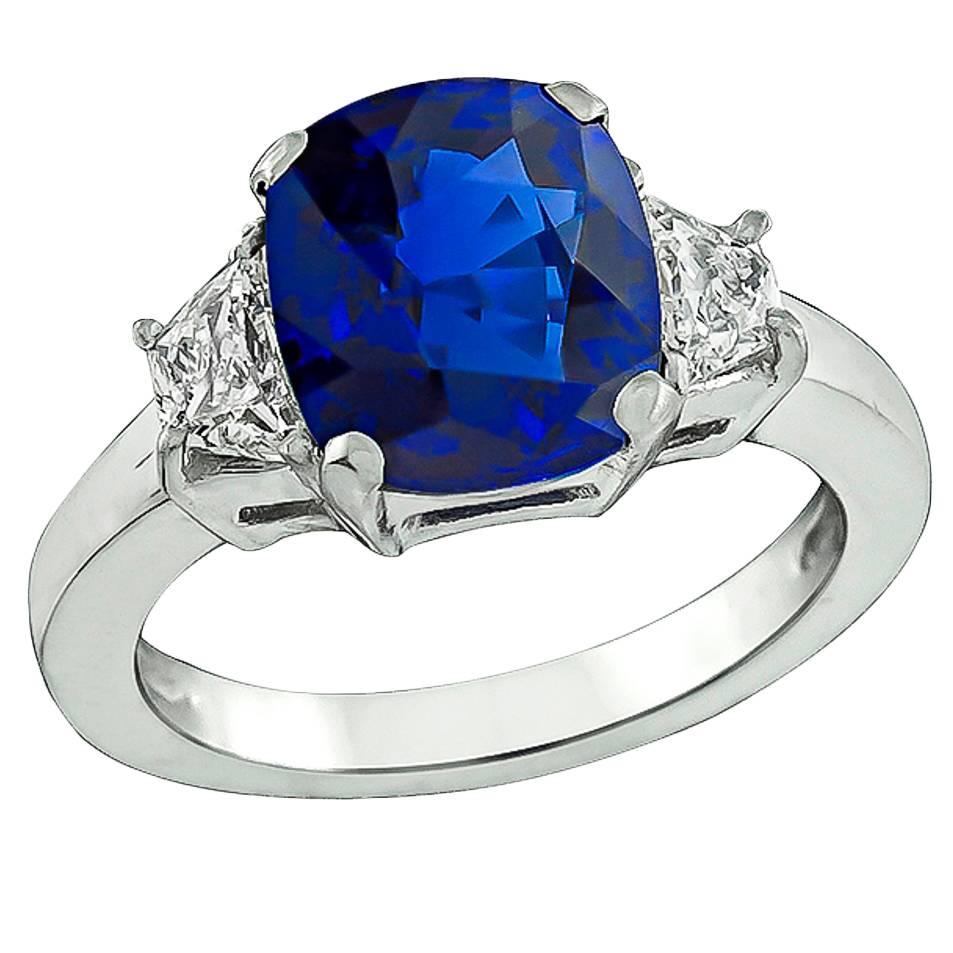 Amazing 3.01 Carat Sapphire Diamond Platinum Engagement Ring