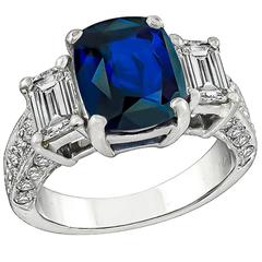 Stunning 3.03 Carat Sapphire Diamond Platinum Engagement Ring 5