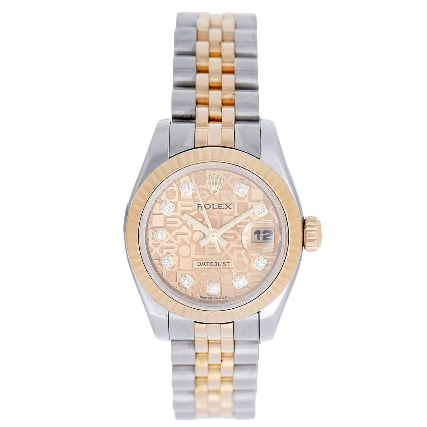 Rolex Ladies Yellow Gold Stainless Steel Datejust Automatic Wristwatch 