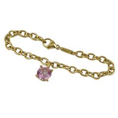 Chopard Pink Topaz Happy Diamond Gold Bracelet 