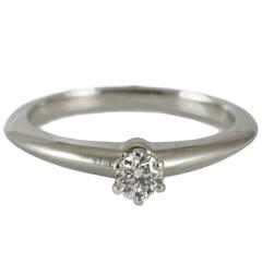 Tiffany & Co. Delicate Diamond Platinum Solitaire Ring