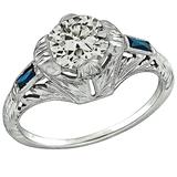 Bague de fiançailles Art déco en or avec diamants de 0,90 carat
