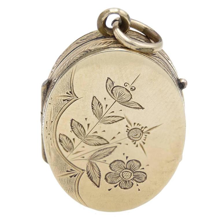 Engraved Floral Locket with Daisy and Lily For Sale at 1stDibs lily