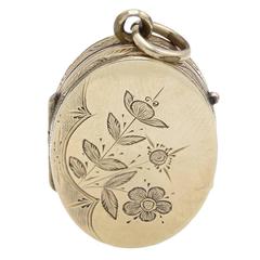 Vintage Engraved Floral Locket with Daisy and Lily