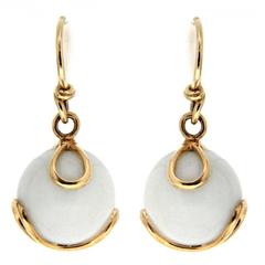 Carina White Jade Gold Earrings