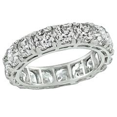 Unique Old Mine Cut Diamond Platinum Eternity Wedding Band Ring