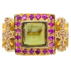 Sabine Getty Green Tourmaline Pink Sapphire Pink Topaz Gold Domi Verde Ring