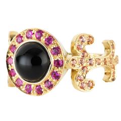 Sabine Getty Prospero Domi Onix Onyx Pink Sapphire Tsavorite Gold Ring