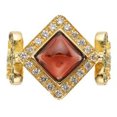 Sabine Getty Prospero Domi Rosa Garnet Tsavorite Diamond Gold Ring 7