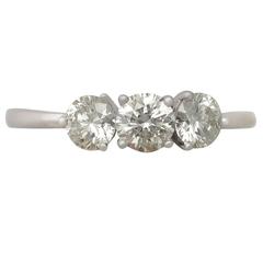1950s 1.19 Carat Diamond and 18k White Gold Trilogy Ring 5