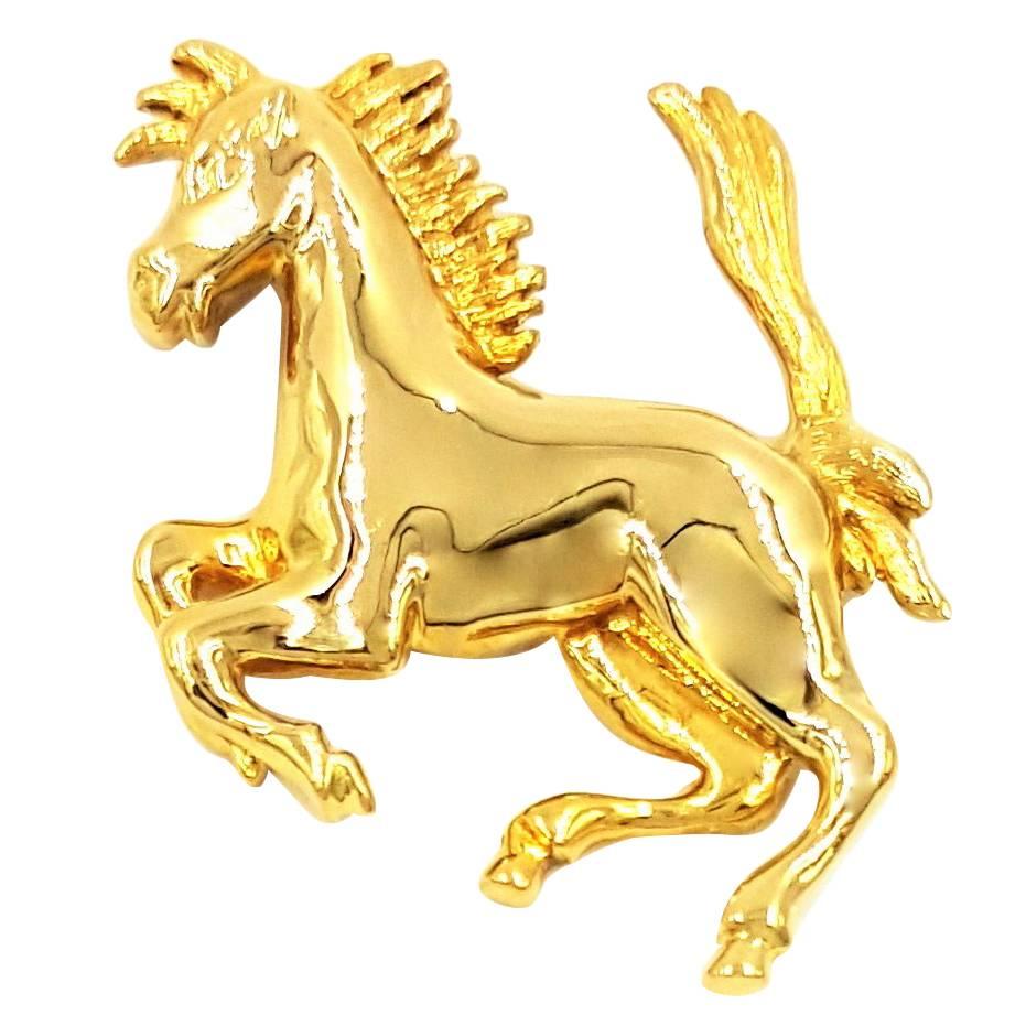 18kt Yellow Gold Precious Frolicking Baby Morgan Horse Pendant For Sale