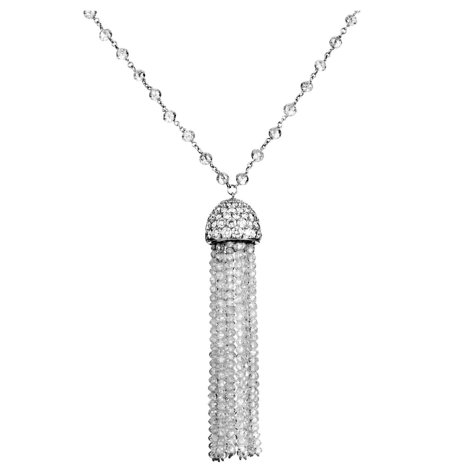 Ivanka Trump Diamond Gold Bead Tassel Necklace