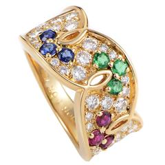 Dior Precious Gemstone Pave Gold Band Ring