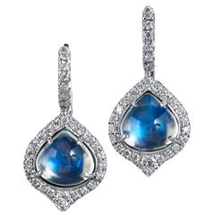 Ethereal Moonstone Diamond Gold Drop Earrings 