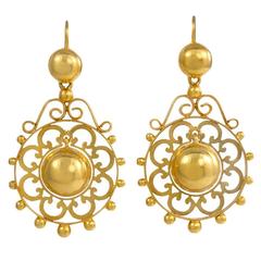 Antique English Gold Pendant Earrings