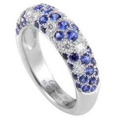 Cartier Sapphire Diamond Gold Partial Pave Band Ring