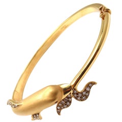 Carrera Y Carrera Ruby Diamond Gold Dolphin Bangle Bracelet