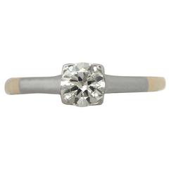 1930s 0.60 Carat Diamond and 18k Yellow Gold Solitaire Ring 4