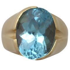 1970s 14.12 Carat Topaz Gold Cocktail Ring 7