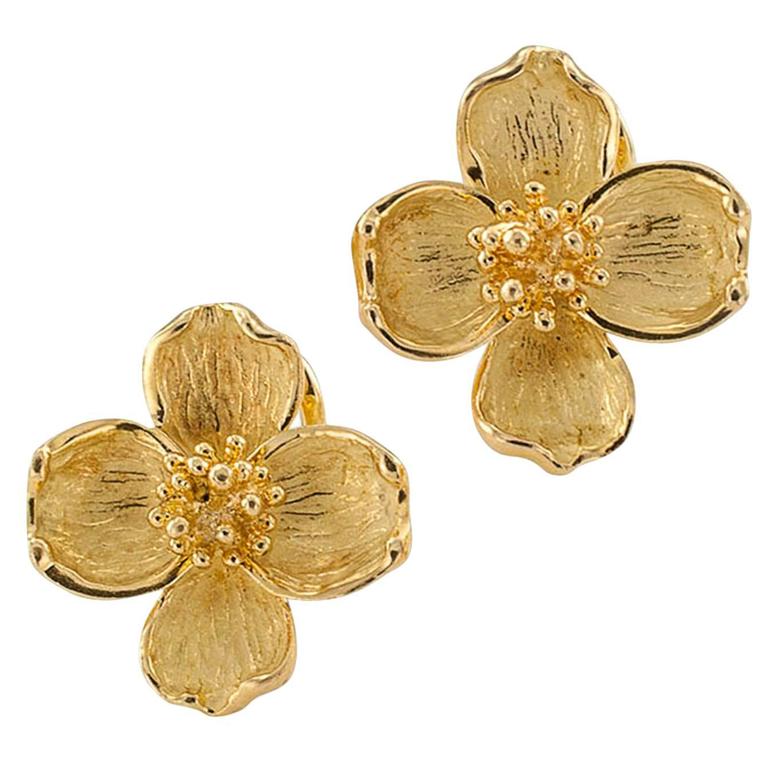 Co. Gold Dogwood Flower Earrings 
