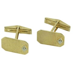 Vintage Diamond Gold Cufflinks Estate Fine Jewelry