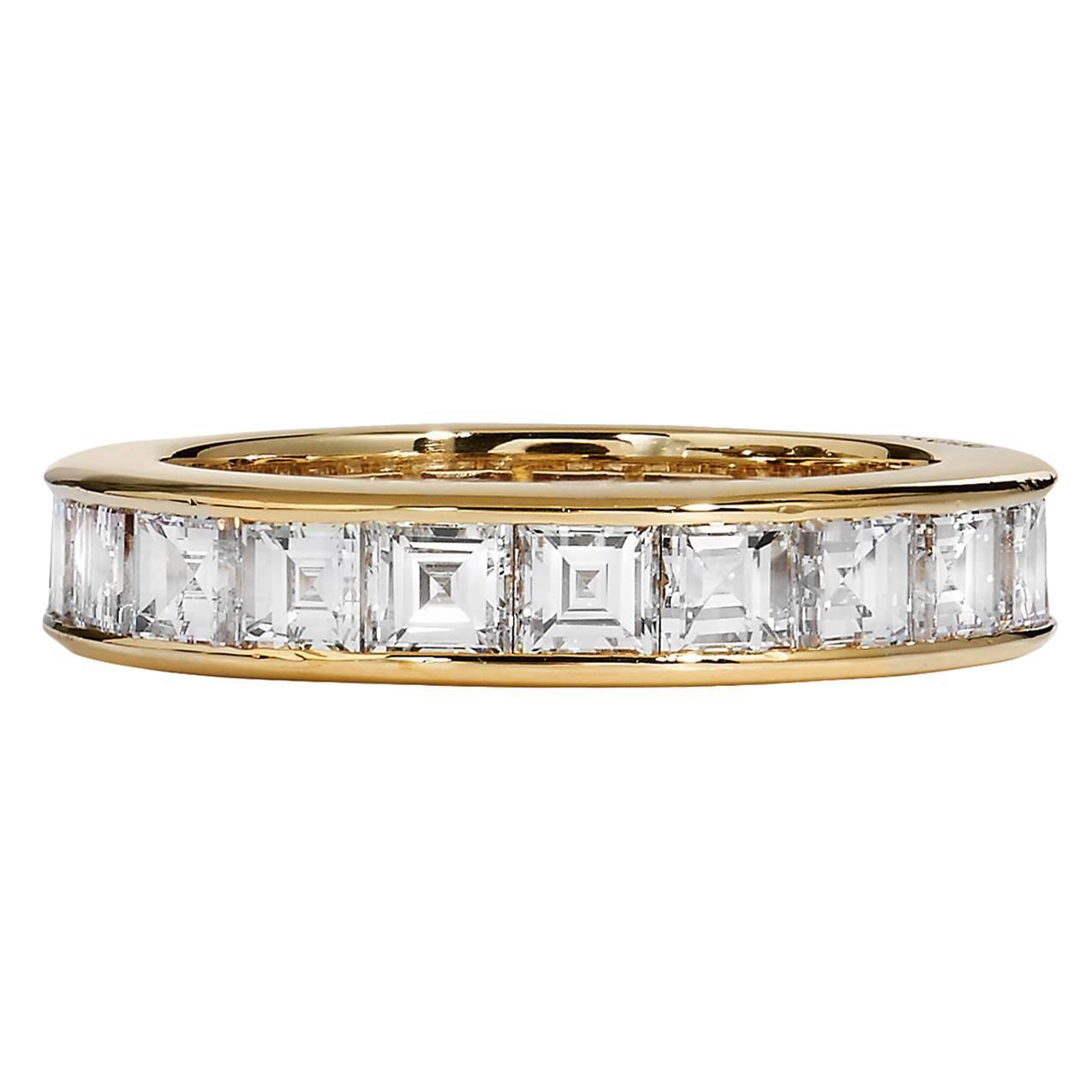Bulgari "Carre" Diamond Gold All Around Wedding Band Ring ...