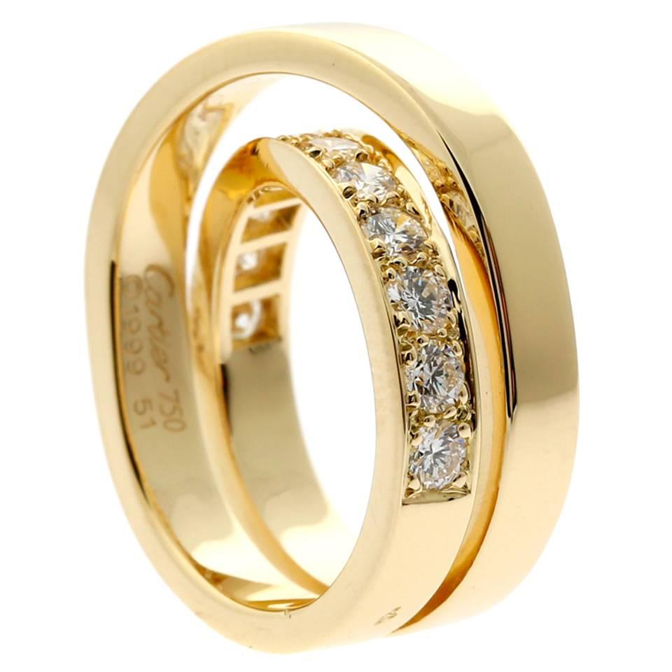 Cartier Diamond Gold Crossover Ring