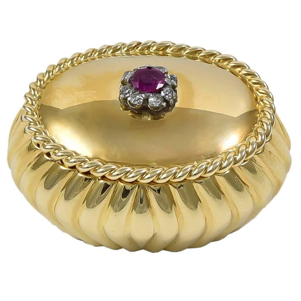 Antique Bejeweled Gold Pill Box For Sale at 1stdibs