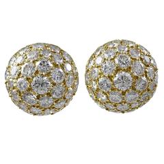 Vintage Brilliant Diamond Gold Bombe Earrings