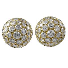 Vintage Brilliant Diamond Gold Bombe Earrings