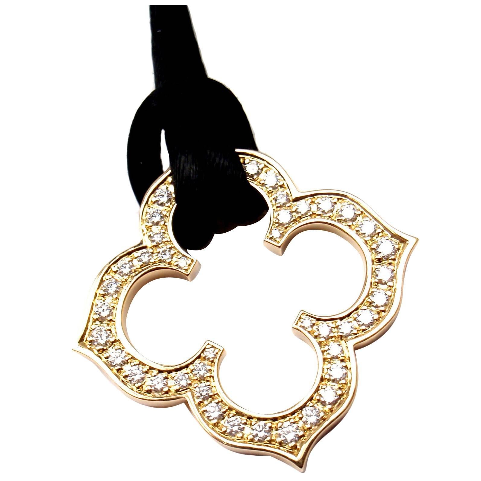 Cartier Halskette mit Quatrefoil-Diamant-Gold-Anhänger