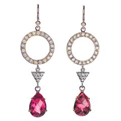 Pink Tourmaline Diamond Gold Pia Earrings