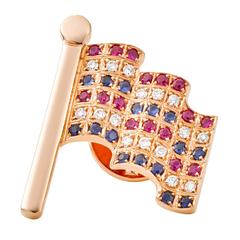 Ruby Sapphire Diamond Gold Freedom Waves Lapel Pin
