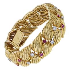 Sanz Ruby Diamond Gold Twist Rope Effect Bracelet 4