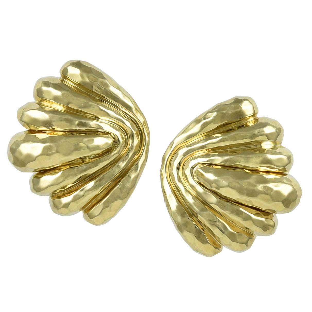 Henry Dunay Faceted Gold Earclips For Sale