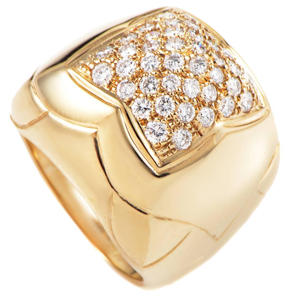 Bulgari Piramide Diamond Pave Gold Ring