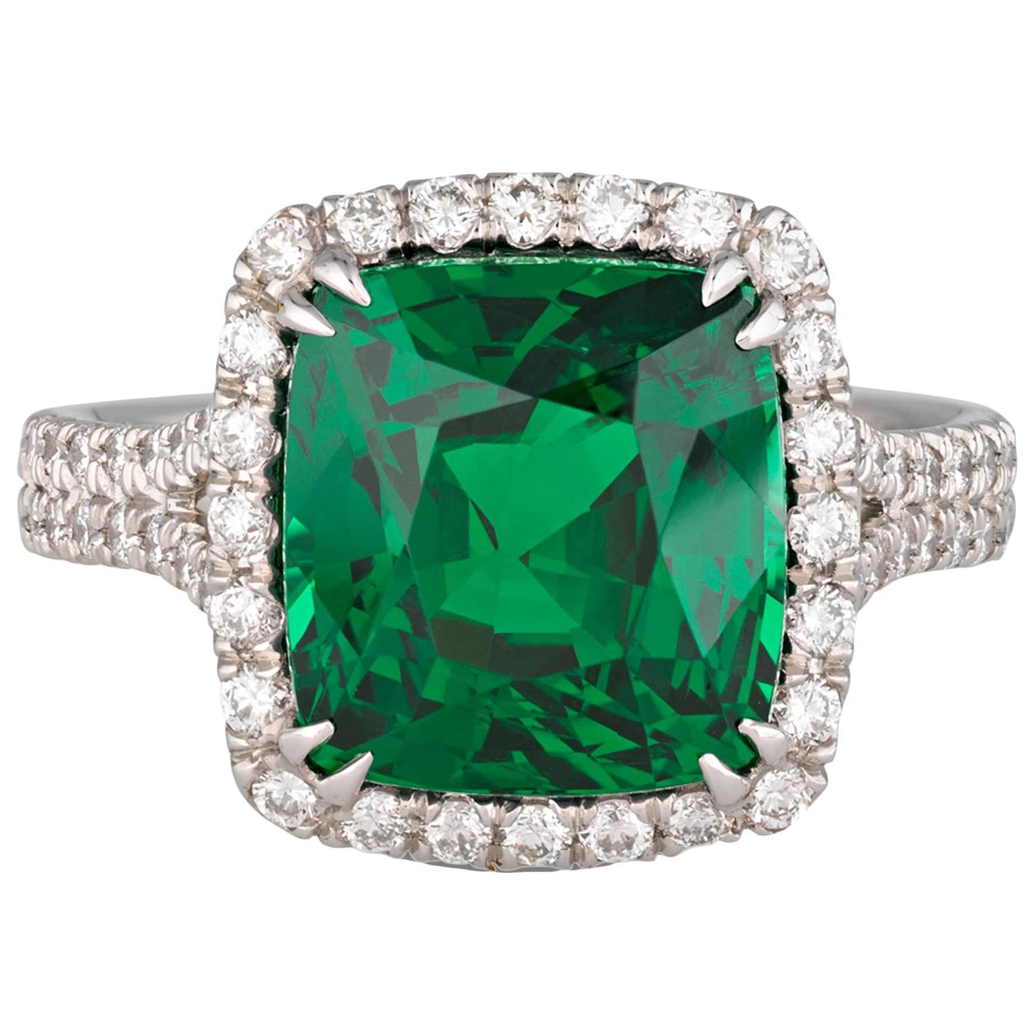 6.06 Carat Tsavorite Ring For Sale at 1stdibs