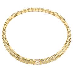 Cartier Diamond Stainless Steel Gold Collar Necklace