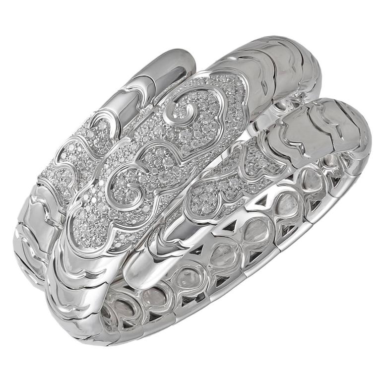 Marina B. "Onda" Diamond Gold Bracelet For Sale
