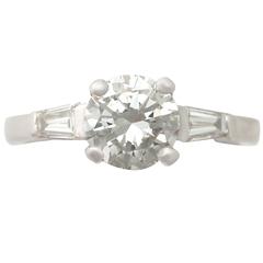 1.32 ct Diamond and Platinum Solitaire Ring - Circa 1950 6