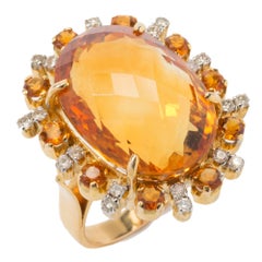 Topaz Diamond Gold Cocktail Ring