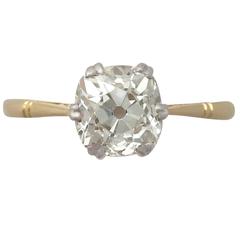 2.08 ct Diamond and 18 ct Yellow Gold Solitaire Ring - Antique Circa 1920 12