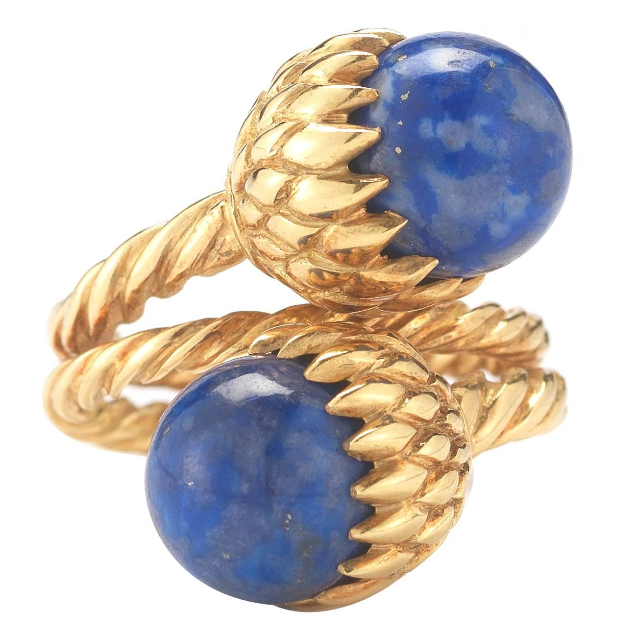 Tiffany & Co. Schlumberger Lapis Gold Acorn Ring