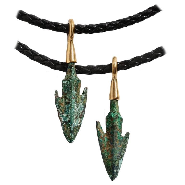 Roman Empire Bronze Gold Arrowhead Pendant For Sale at 1stDibs