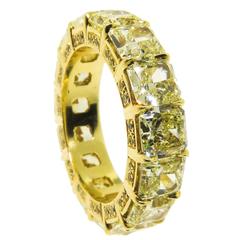 Fancy Yellow Radiant Diamond Gold Eternity Band Ring