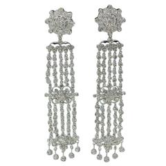 6 Carats Diamonds Gold Chandelier Evening Earrings